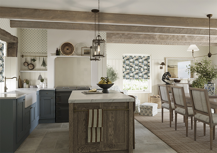 Henley, Henleys Vine Raffs Blue - Twist&Fit Roller Blind - Image 7